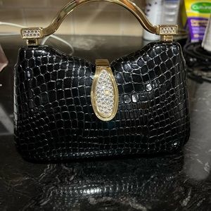 Faux crocodile mini clutch